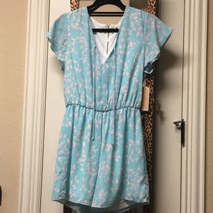 Copper Key Blue Flower Romper